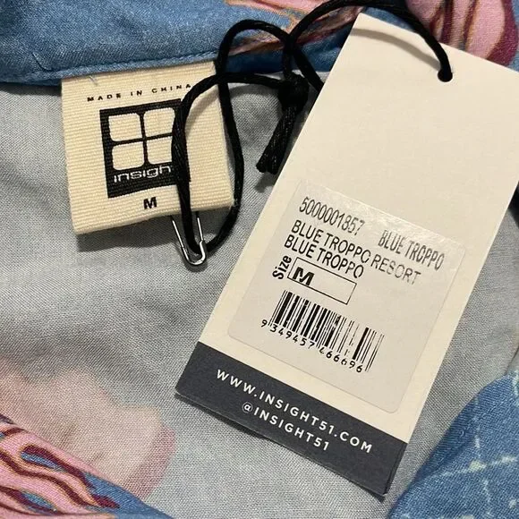 Insight Blue and Pink Leaf Print Men's Shirt - Picture 7 of 7